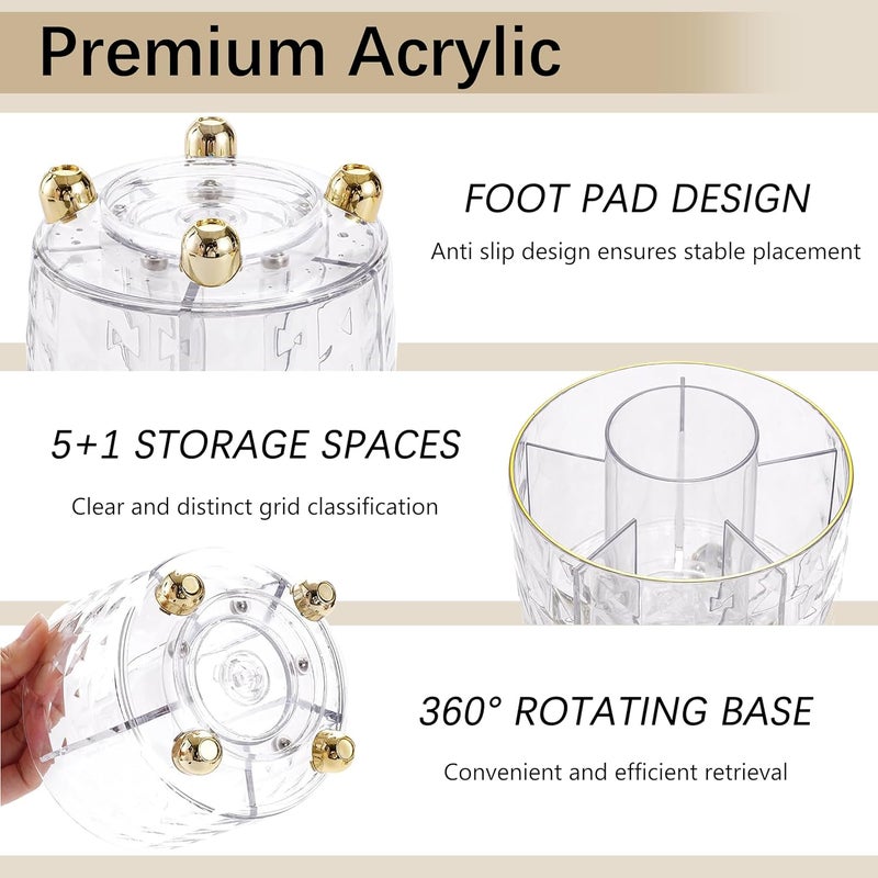 Dimonluce Gold Desk Accessories, Office Desk Organizers and Accessories 360°Pen Holder Acrylic Stapler Set, Phone Holder, Ballpoint Pen, Scissor, Binder Clips, Ruler, Transparent Glue, Sticky Note and Staples. - Image 2